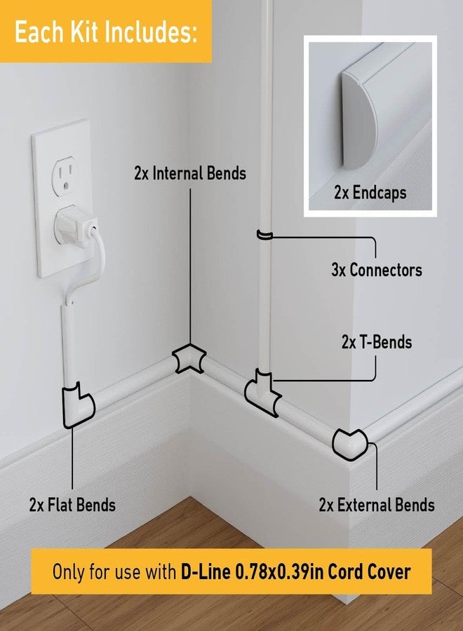 D-Line Cord Cover Accessory Pack - Only for use with 0.78in (W) x 0.39in (H) Lengths - Image 2